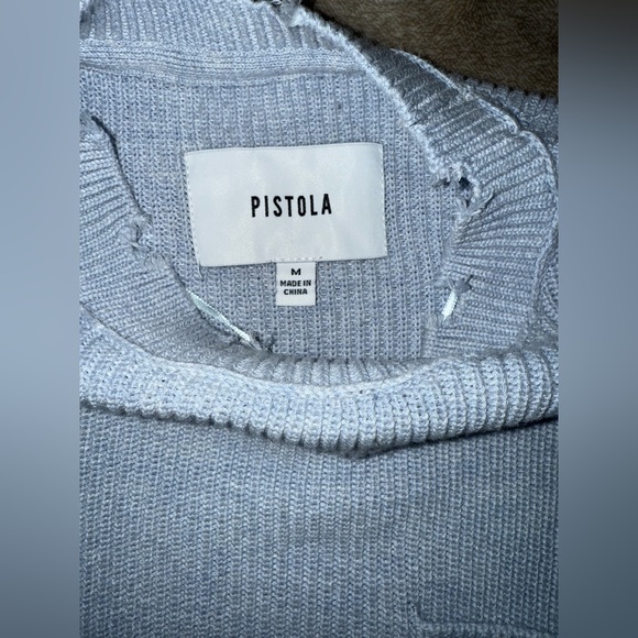 PISTOLA Darya Cotton Oversized Sweater in Light Blue Size Medium - Picture 5 of 7